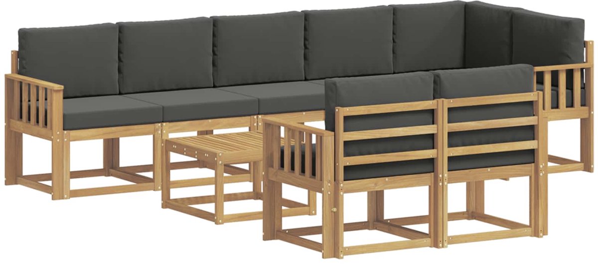 vidaXL Buiten - bank - set - 9 - st - 8-zits - Wit - en - antracietkleurig - Polyester Wit en antracietkleurig