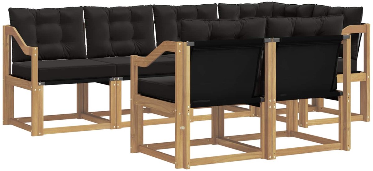 vidaXL Buiten - bank - set - 7 - st - 7-zits - Wit - en - zwart Wit en zwart