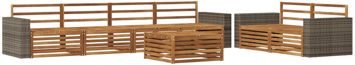 vidaXL Buiten - bank - set - 7 - st - 6-zits - Naturel - Massief - Acacia - Hout