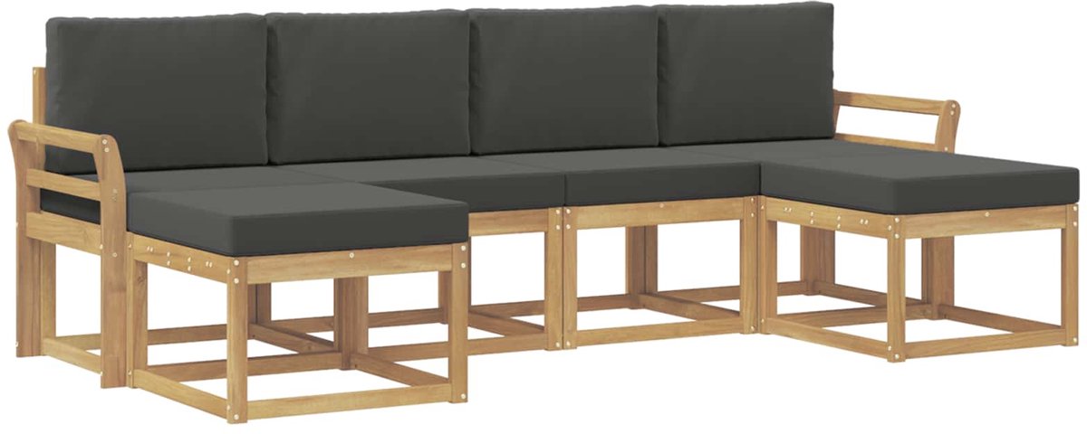 vidaXL Buiten - bank - set - 6 - st - 6-zits - Wit - en - antracietkleurig - Polyester Wit en antracietkleurig