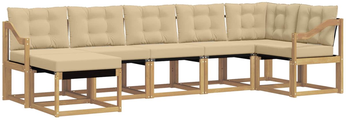 vidaXL Buiten - bank - set - 7 - st - 7-zits - Wit - en - Beige Wit en Beige