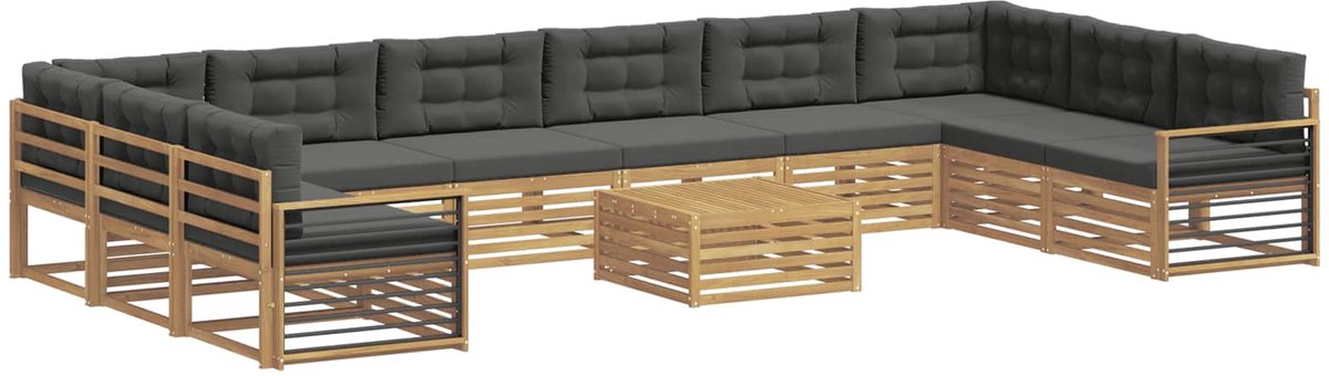 vidaXL Sofa-Sets - 11 - st - 10-zits - White - and - Anthracite - Polyester wit en antracietkleurig