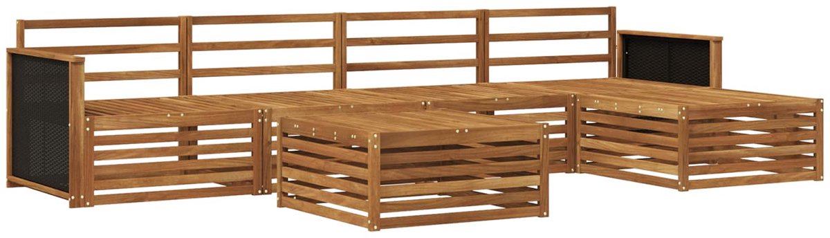 vidaXL Buiten - bank - set - 6 - st - 5-zits - Naturel - Massief - Acacia - Hout