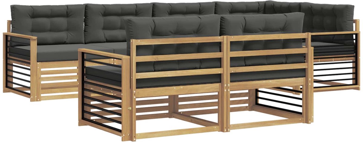 vidaXL Buiten - bank - set - 7 - st - 7-zits - Wit - en - antracietkleurig - Polyester Wit en antracietkleurig