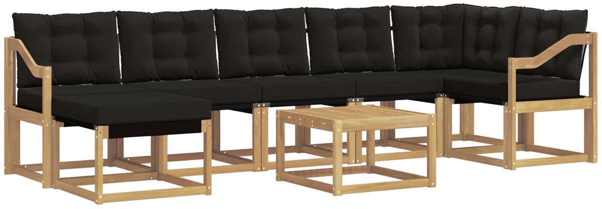 vidaXL Buiten - bank - set - 8 - st - 7-zits - Wit - en - zwart Wit en zwart