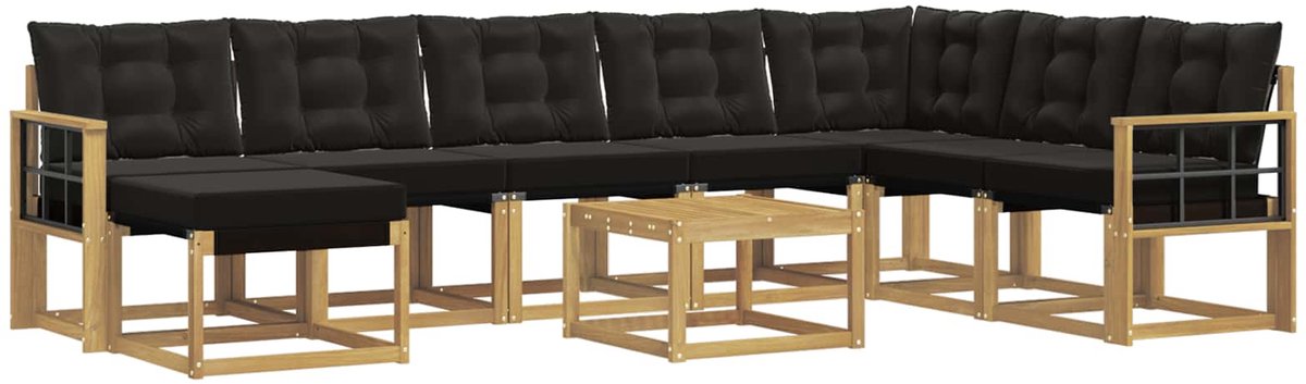 vidaXL Buiten - bank - set - 9 - st - Wit - en - zwart Wit en zwart
