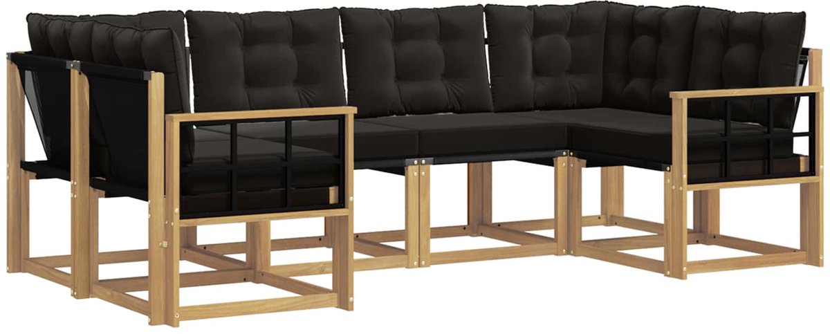 vidaXL Buiten - bank - set - 6 - st - 6-zits - Wit - en - zwart Wit en zwart