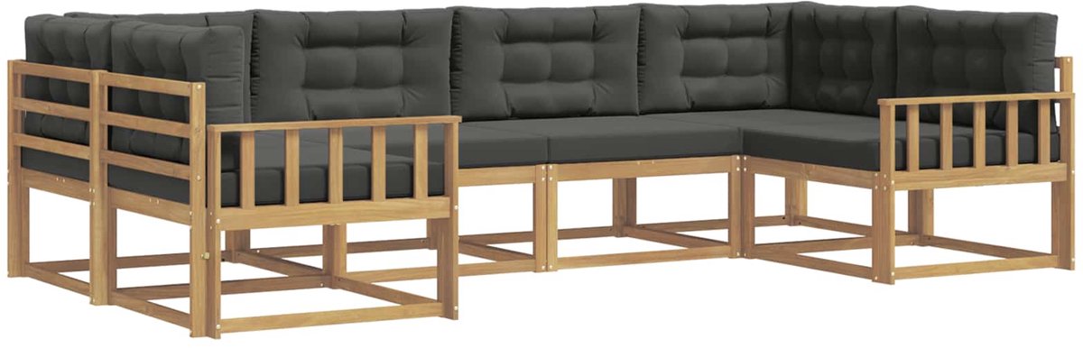 vidaXL Buiten - bank - set - 6 - st - 6-zits - Wit - en - antracietkleurig Wit en antracietkleurig