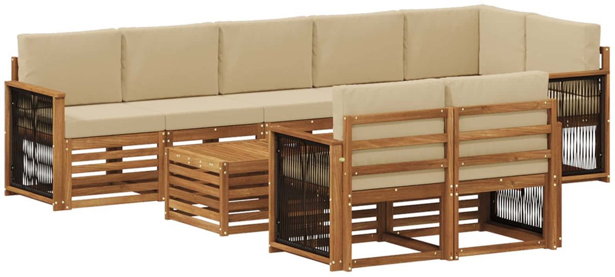 vidaXL Buiten - bank - set - 8 - st - 8-zits - Naturel - Massief - Acacia - Hout