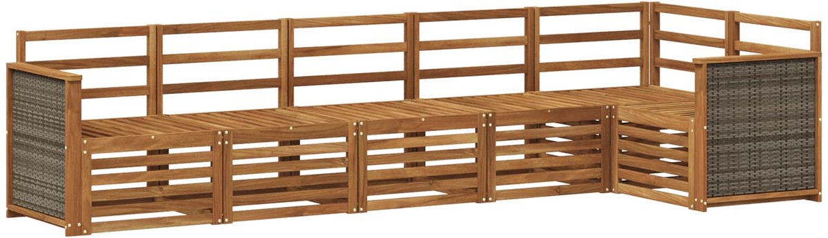 vidaXL Buiten - bank - set - 6 - st - 6-zits - Naturel - Massief - Acacia - Hout