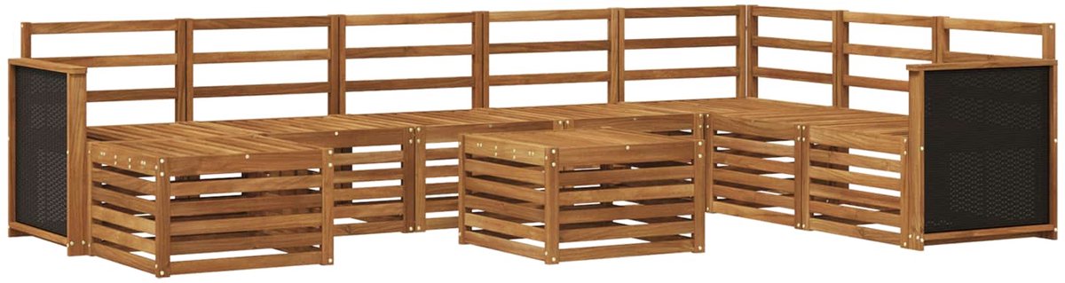 vidaXL Buiten - bank - set - 9 - st - 8-zits - Naturel - Massief - Acacia - Hout