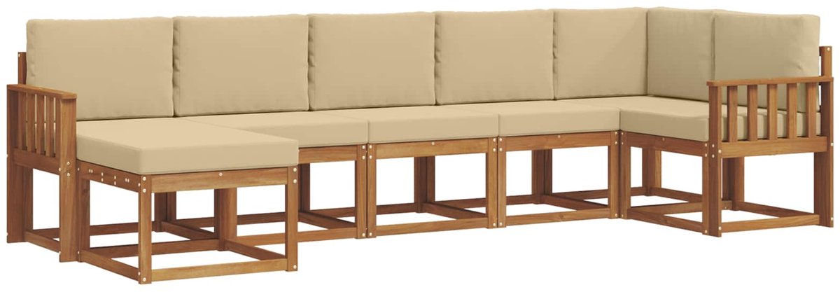 vidaXL Buiten - bank - set - 7 - st - 7-zits - Natuurlijk - en - Beige Natuurlijk en Beige