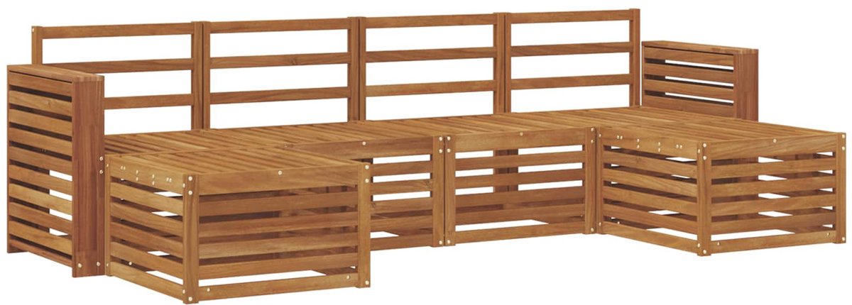 vidaXL Buiten - bank - set - 6 - st - 6-zits - Naturel - Massief - Acacia - Hout