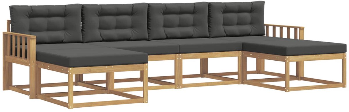 vidaXL Buiten - bank - set - 6 - st - 6-zits - Wit - en - antracietkleurig Wit en antracietkleurig