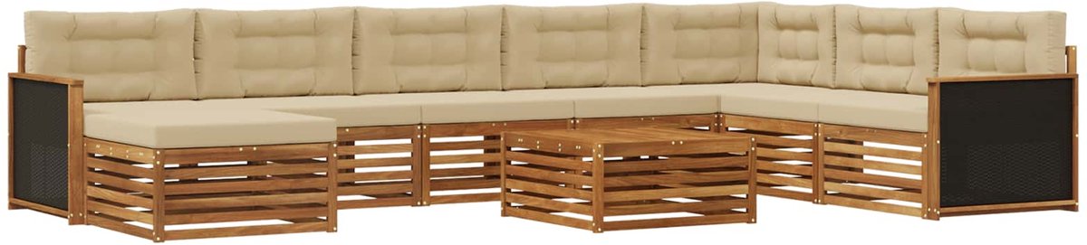 vidaXL Buiten - bank - set - 9 - st - 7-zits - Natuurlijk - en - Beige Natuurlijk en Beige