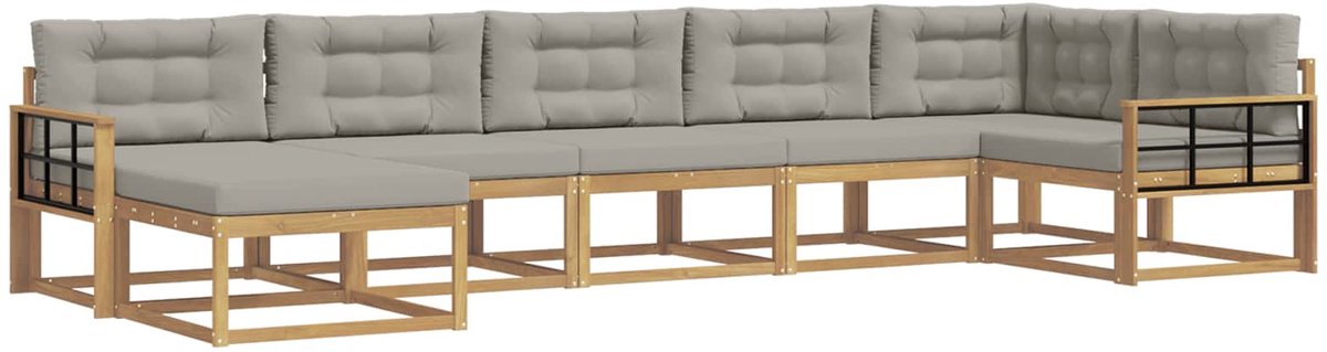 vidaXL Buiten - bank - set - 7 - st - 7-zits - Wit - en - Lichtgrijs Wit en Lichtgrijs