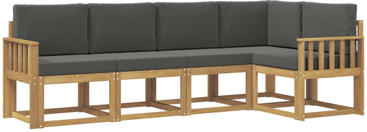 vidaXL Buiten - bank - set - 5 - st - 5-zits - Wit - en - antracietkleurig Wit en antracietkleurig