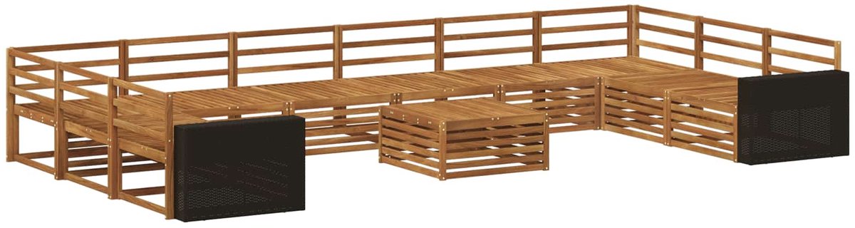 vidaXL Buiten - bank - set - 11 - st - 10-zits - Naturel - Massief - Acacia - Hout