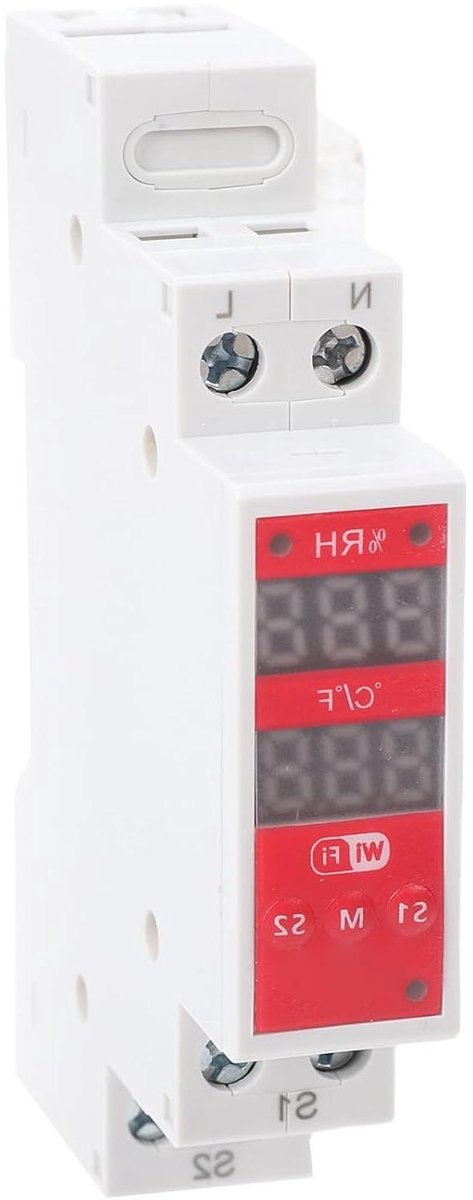 Slimme Temperatuur Vochtigheidsschakelaar - Hygrometer Thermometer - Incubator Monitoring - DIN Rail Montage - 12 x 10 x 5 cm