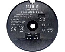 12V LED Driver 40W Triac Dimbaar Constant Voltage (CV) Rond | Tradim LD40CV12D