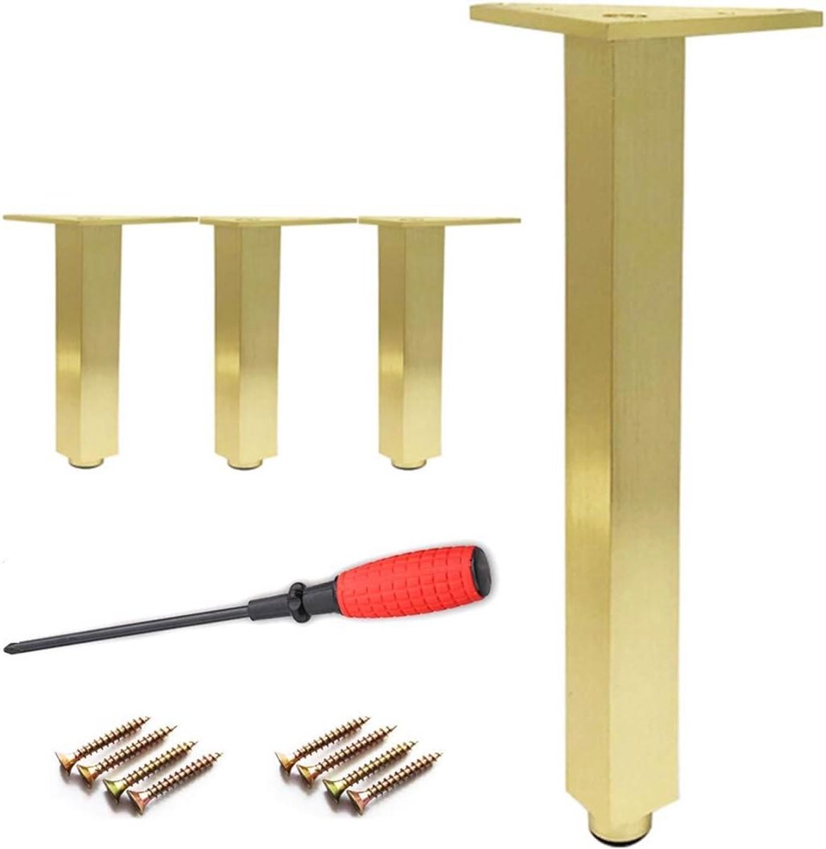 Tafelpoten Set - Meubelpoten Bankpoten - Meubels Verbeteren - Vormige Stevige Constructie - 45/72 cm Hoog - Goudkleurig