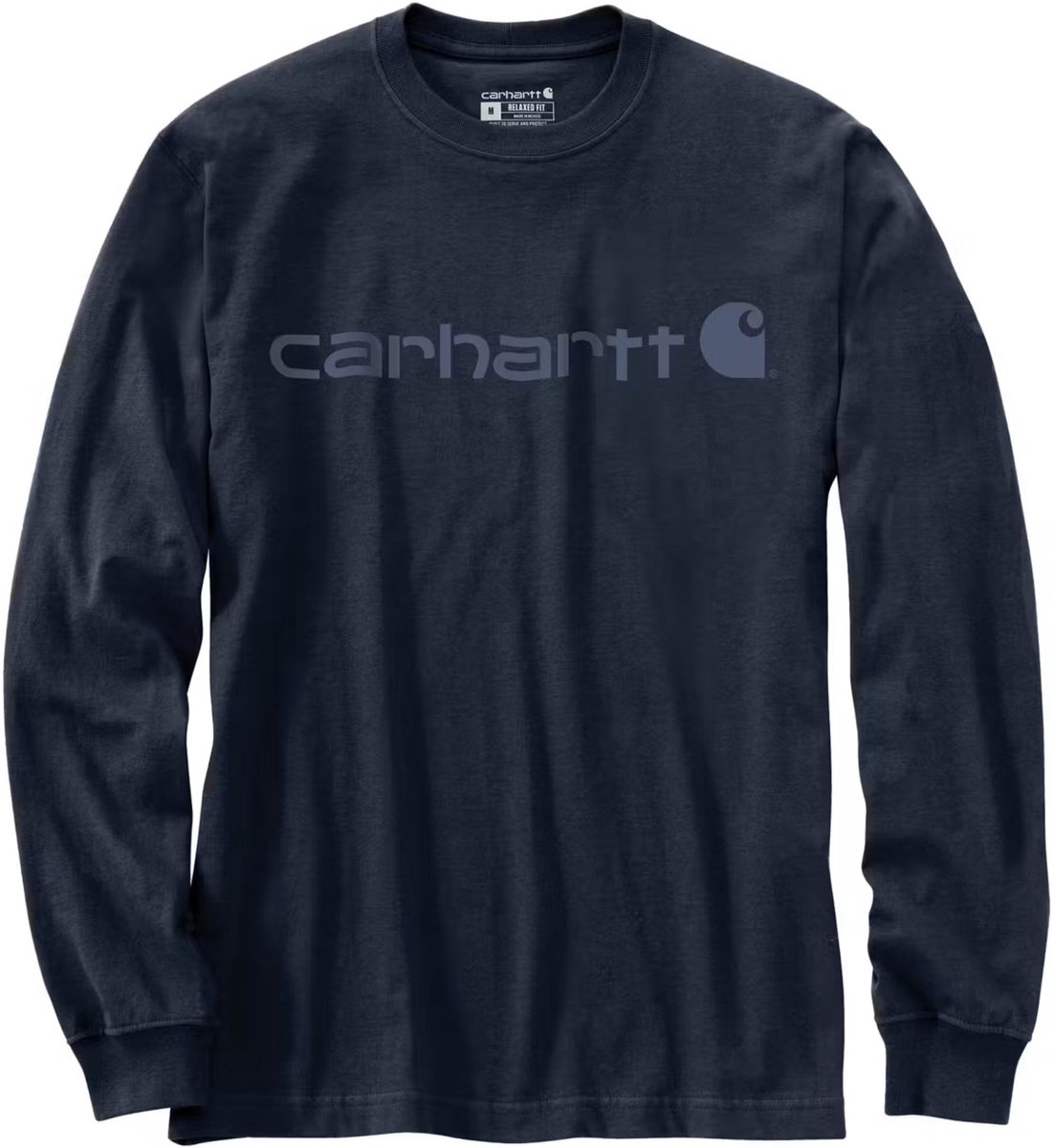 Carhartt Dearborn Relaxed LS Logo T-Shirt 104107 /Dark -L Marineblauw