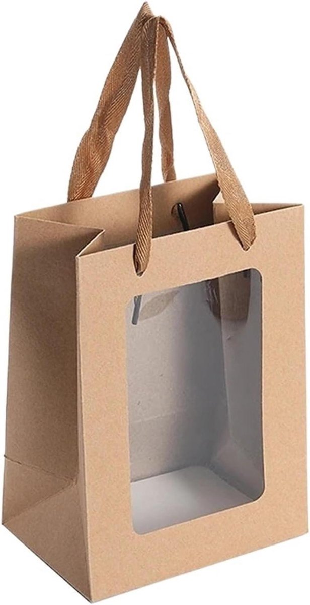 Geschenkzakjes met venster - Papieren cadeauzakken - Cadeaus presenteren - Met handgrepen - 25x18x13 cm - Gekleurd