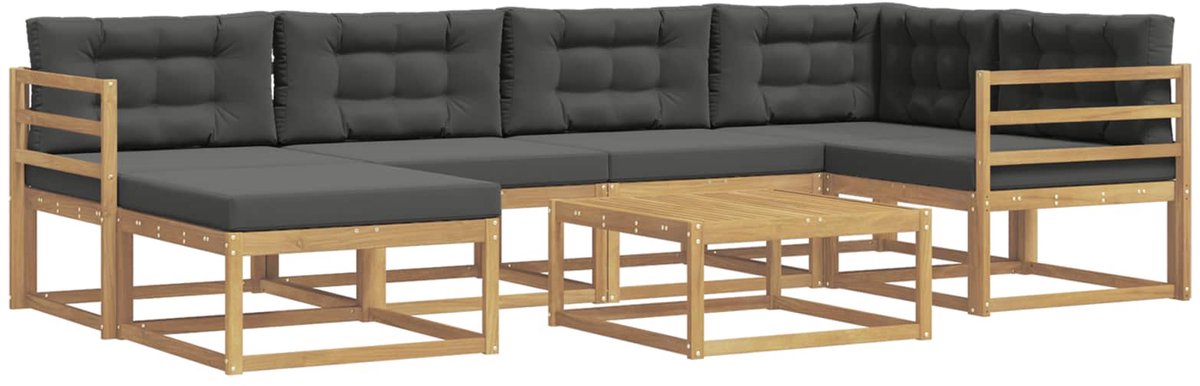vidaXL Buiten - bank - set - 7 - st - 6-zits - Wit - en - antracietkleurig Wit en antracietkleurig