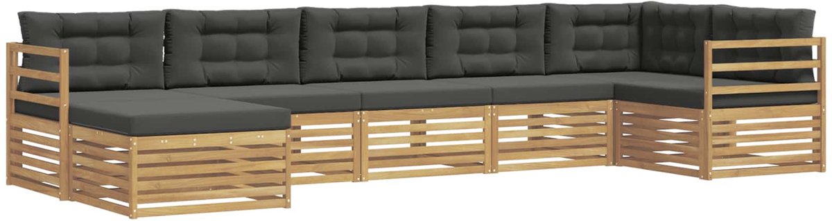 vidaXL Buiten - bank - set - 7 - st - 7-zits - Wit - en - antracietkleurig Wit en antracietkleurig