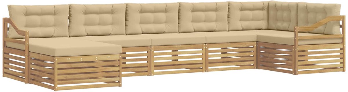 vidaXL Buiten - bank - set - 7 - st - 7-zits - Wit - en - Beige Wit en Beige
