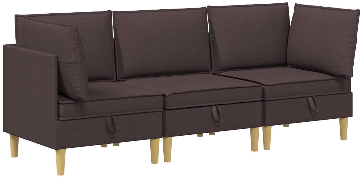 vidaXL Modulaire - bankset - met - opslag - 3 - st - Donkerbruin - 210 - x - 70 - x - 82 - cm