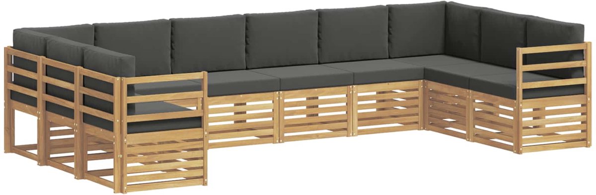 vidaXL Buiten - bank - set - 10 - st - 10-zits - Wit - en - antracietkleurig - Polyester Wit en antracietkleurig