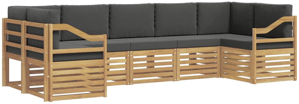 vidaXL Buiten - bank - set - 7 - st - 7-zits - Wit - en - antracietkleurig - Polyester Wit en antracietkleurig