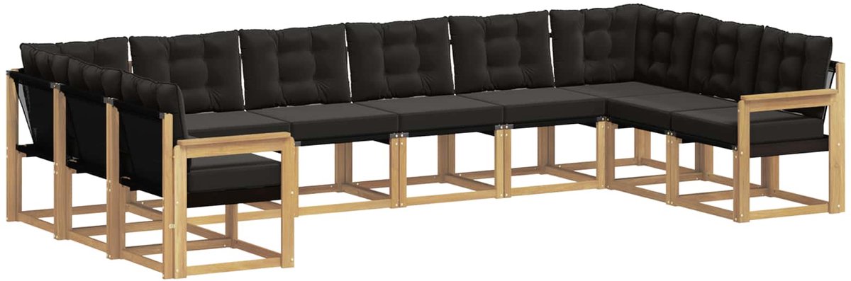 vidaXL Buiten - bank - set - 10 - st - 10-zits - Wit - en - zwart Wit en zwart
