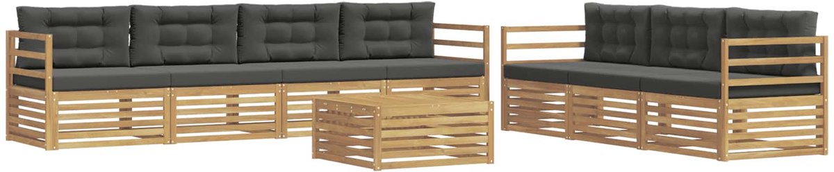vidaXL Buiten - bank - set - 8 - st - 7-zits - Wit - en - antracietkleurig - Polyester Wit en antracietkleurig