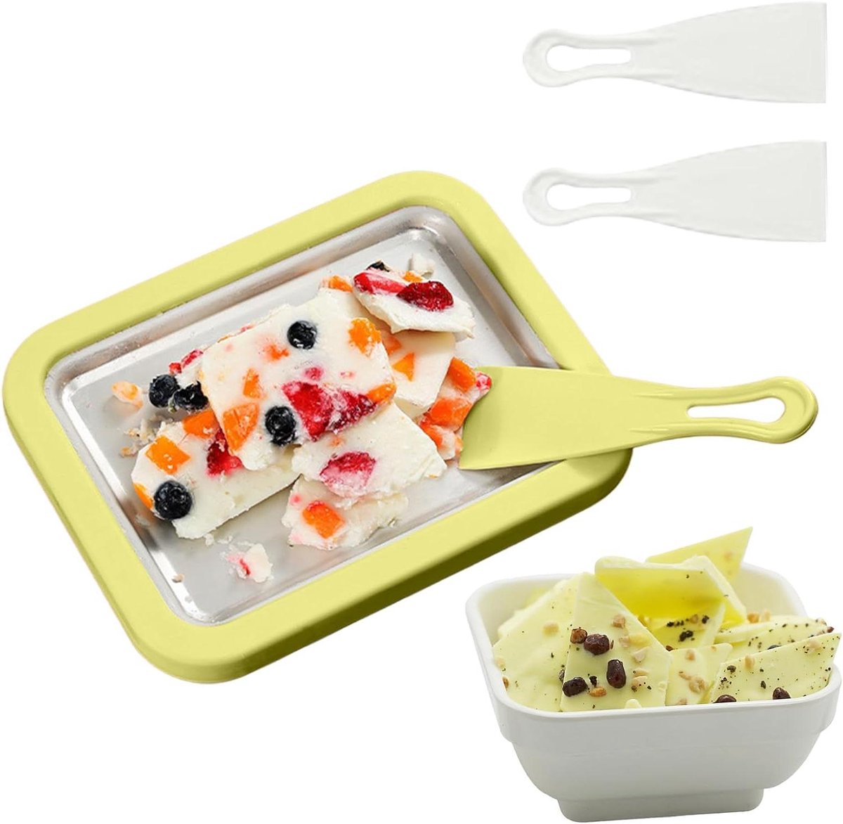 Gerolde IJsplaat - IJsmachine Yoghurtdessert - Desserts Maken - Dubbele Schraper - 26 cm - Groen