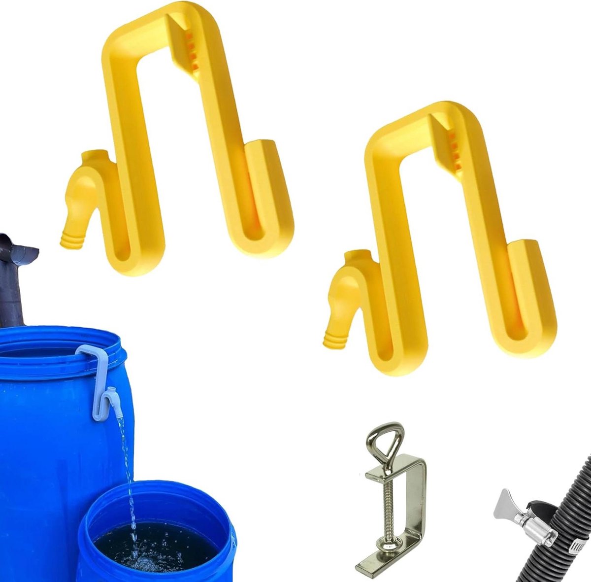 Regenton Overloopbuis - Waterafvoer Kit - Regenwater Opslag - Seriële Koppeling - 2-pack - Geel