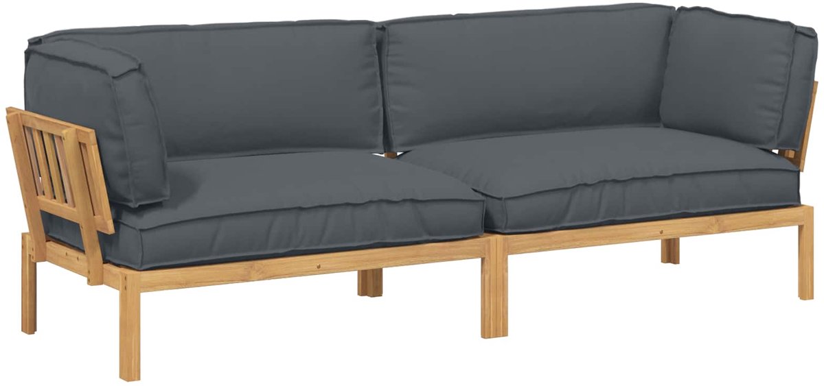 vidaXL Bankstel - 2 - st - Antraciet - 266 - x - 92 - x - 69 - cm - Massief - Acacia - Hout