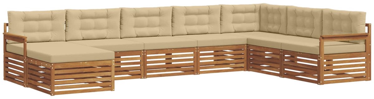 vidaXL Buiten - bank - set - 8 - st - 7-zits - Natuurlijk - en - Beige Natuurlijk en Beige
