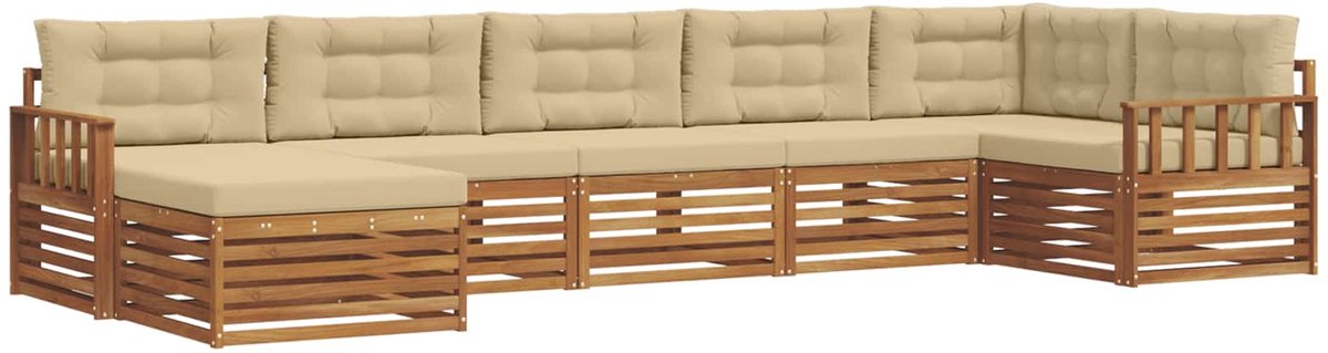 vidaXL Buiten - bank - set - 7 - st - 7-zits - Natuurlijk - en - Beige Natuurlijk en Beige