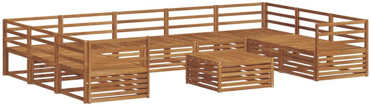 vidaXL Buiten - bank - set - 10 - st - 9-zits - Naturel - Massief - Acacia - Hout