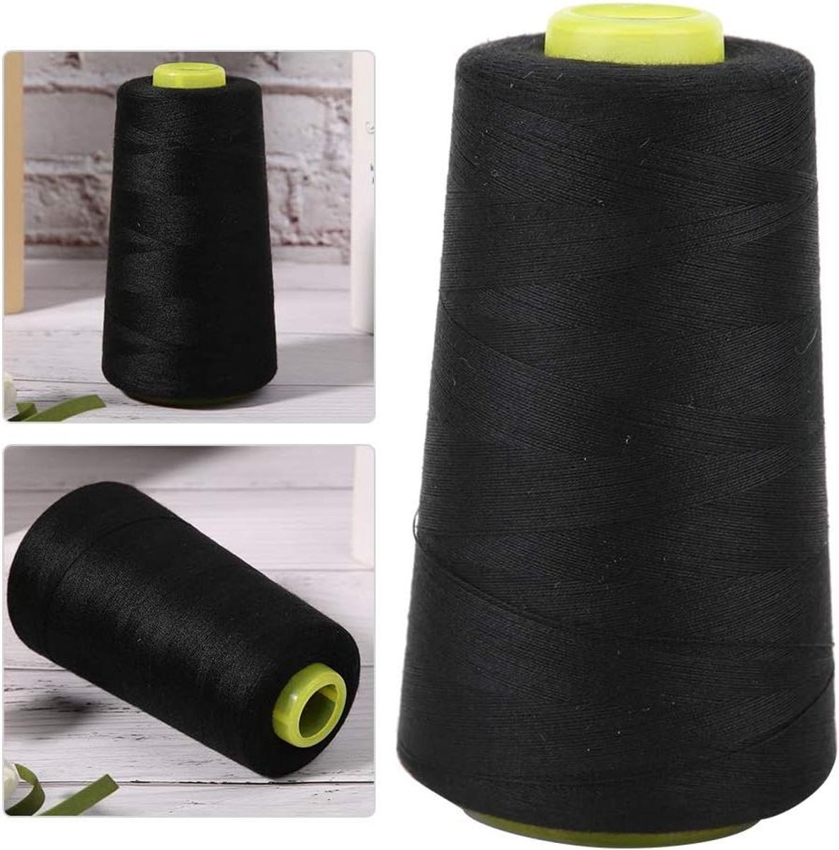 Polyester Naaigaren - Naald Draad - Kleding Naaien - Sterk Duurzaam - 3000 Meter - Zwart