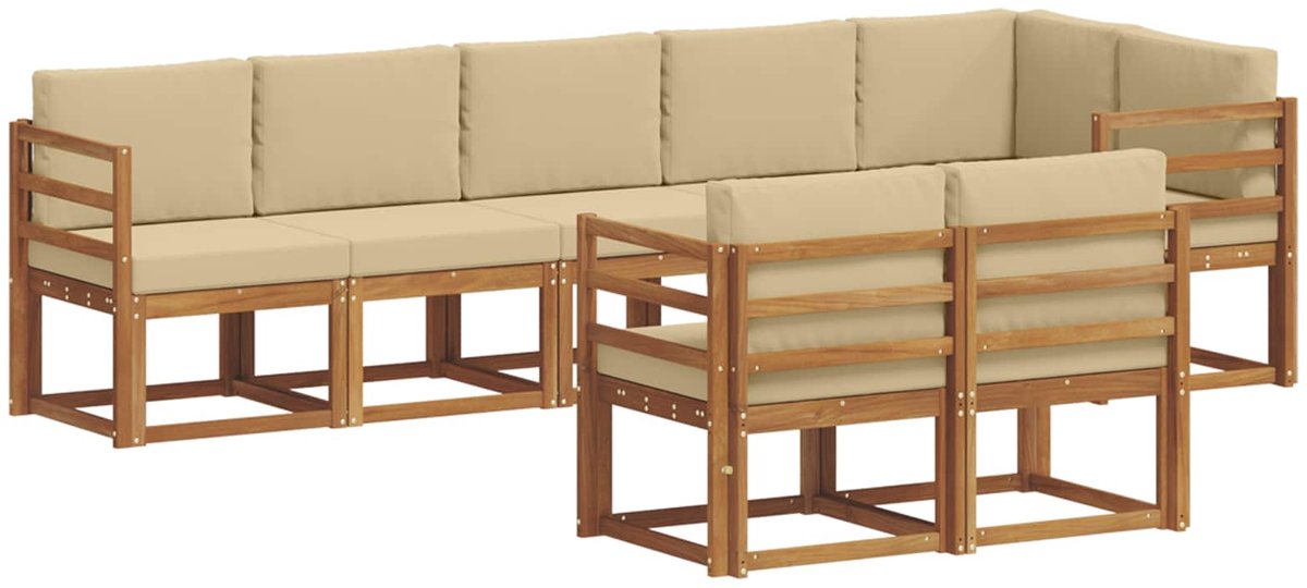 vidaXL Buiten - bank - set - 8 - st - 8-zits - Natuurlijk - en - Beige Natuurlijk en Beige