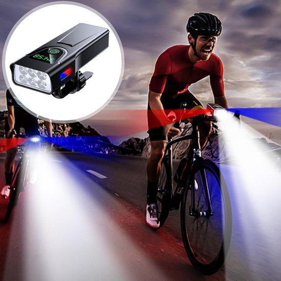 VHV - Fietsverlichting USB Oplaadbaar - LED Koplamp Fiets voor Nacht Rijden - 5 lichtstanden - voor Mountainbike, Racefiets, Stadsfiets, E-bike en Woon-Werkverkeer — afbeelding 5