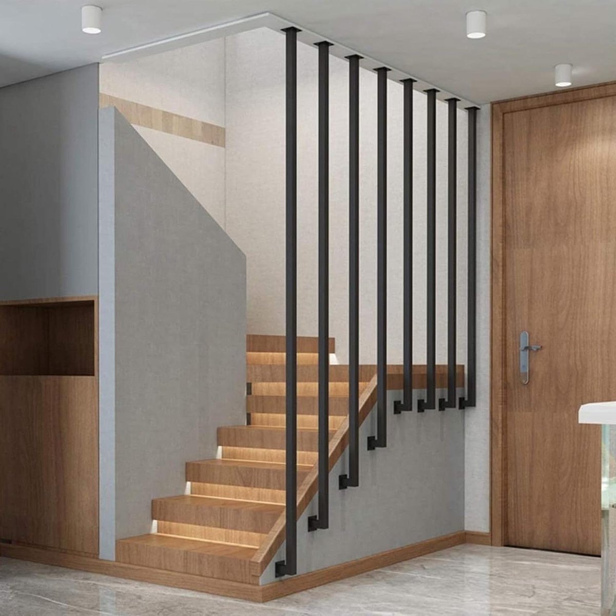 Trapleuning Kit - Traphek Balustrade - Veilig Traplopen - Corrosiebestendig Oppervlak - 75 cm - Zwart