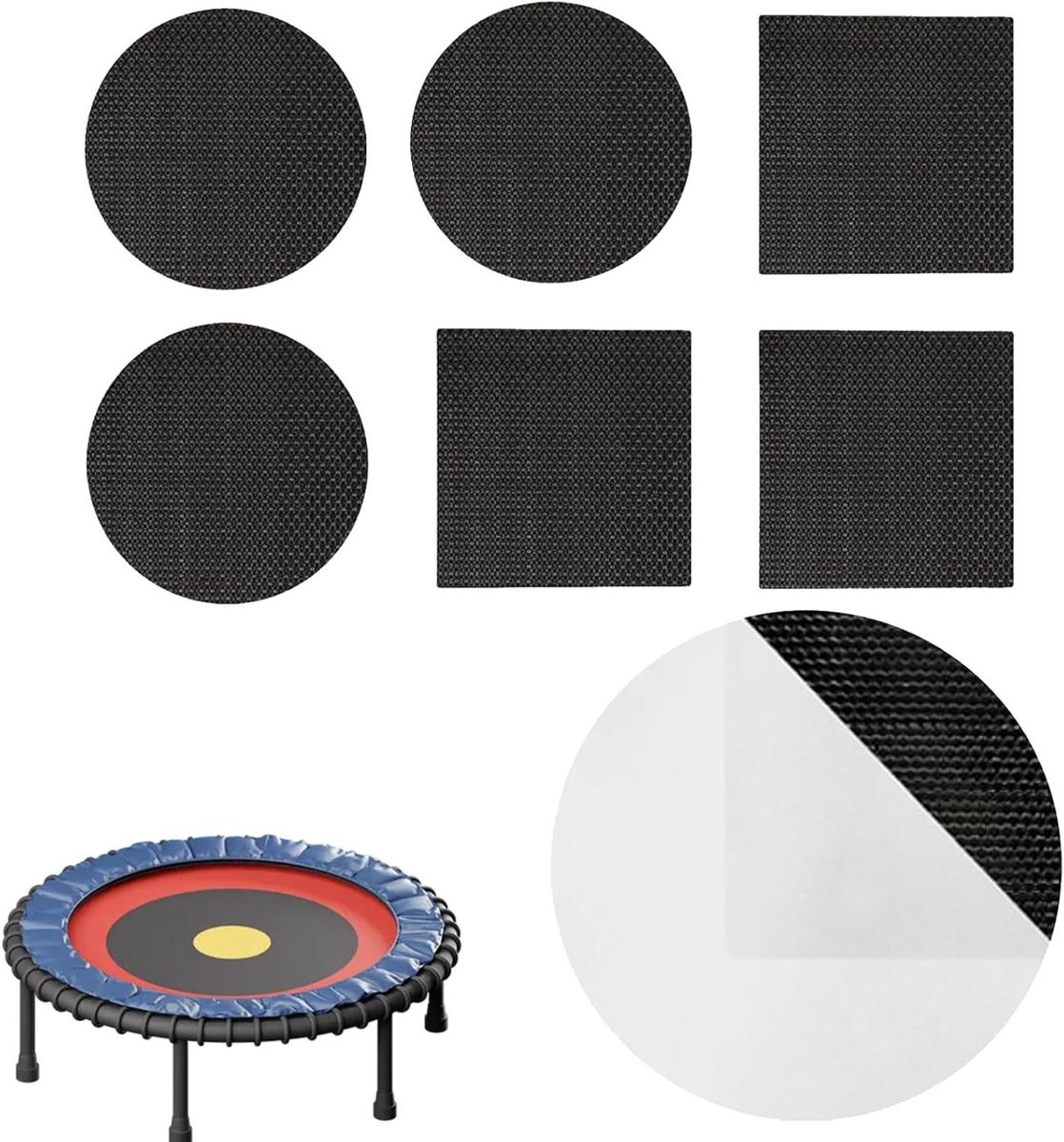 Trampoline Reparatieset - Trampoline Patch - Trampoline Repareren - Zelfklevend PP Materiaal - 20x16 cm - Zwart
