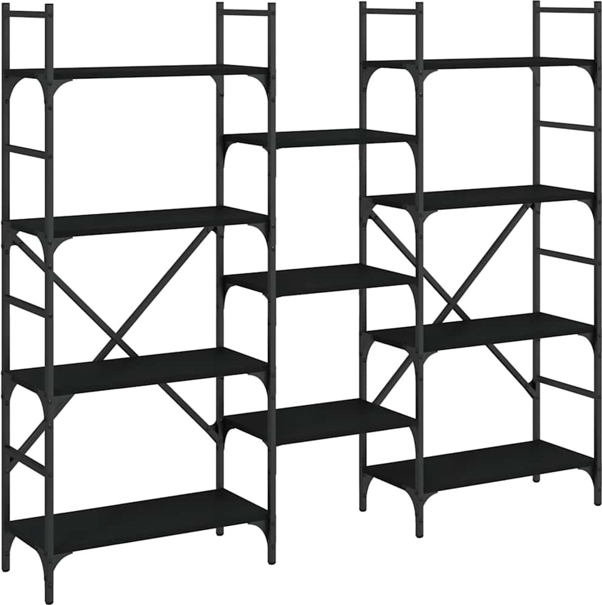 vidaXL - Boekenkast - 160x28,5x136,5 - cm - bewerkt - hout - zwart