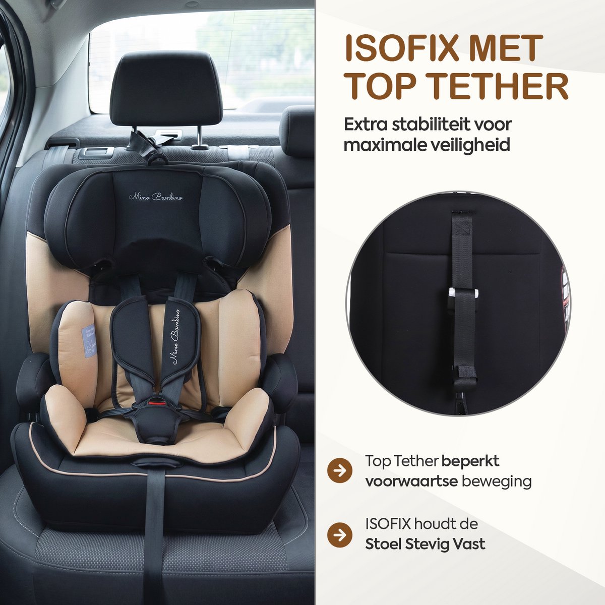 Mino Bambino i-Size Autostoel - Isofix - Taupe thumbnail 3