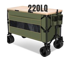 Opvouwbare Bolderkar Met All Terrain Wielen - 220L Tuin En Strand Trolley - Heavy Duty Transportwagen Met Grote Opbergtas - Inklapbare Tafel En 2 Bekerhouders