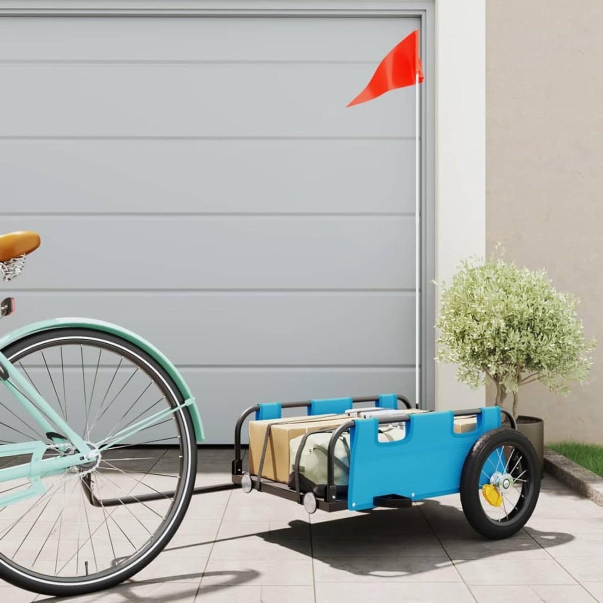 Fietsaanhanger - Hondenkar Fiets - Huisdier Vervoer - Gepoeedercoat Ijzer - 65 x 43 x 8 cm - Blauw